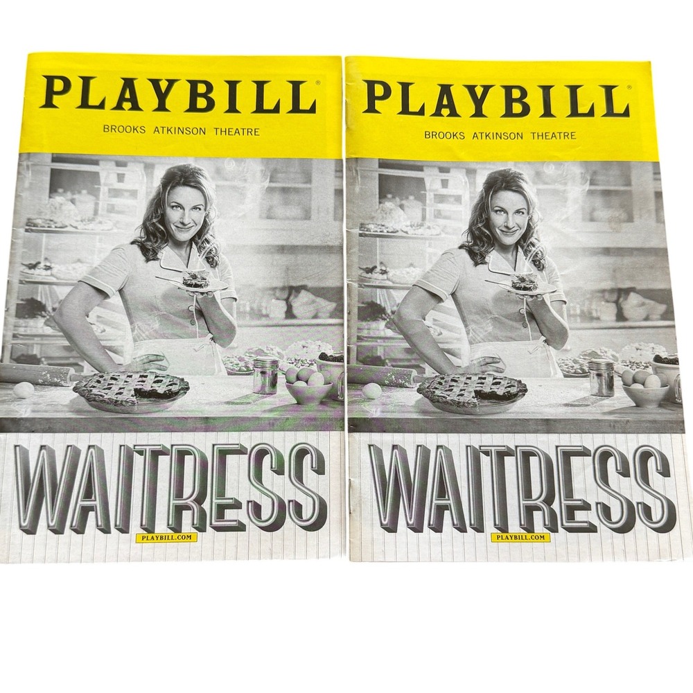 Waitress Broadway Playbill Lot of 2‎ Jessie Mueller Brooks Atkinson Theatre 2016